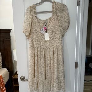 Off white floral rouched top boutique dress